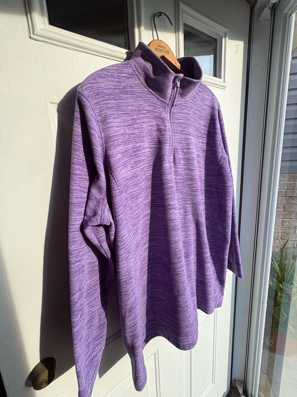 Woman Within Cozy Purple Heathered Mock Neck 1/4 Zip Fleece Sweater Women’s 1X